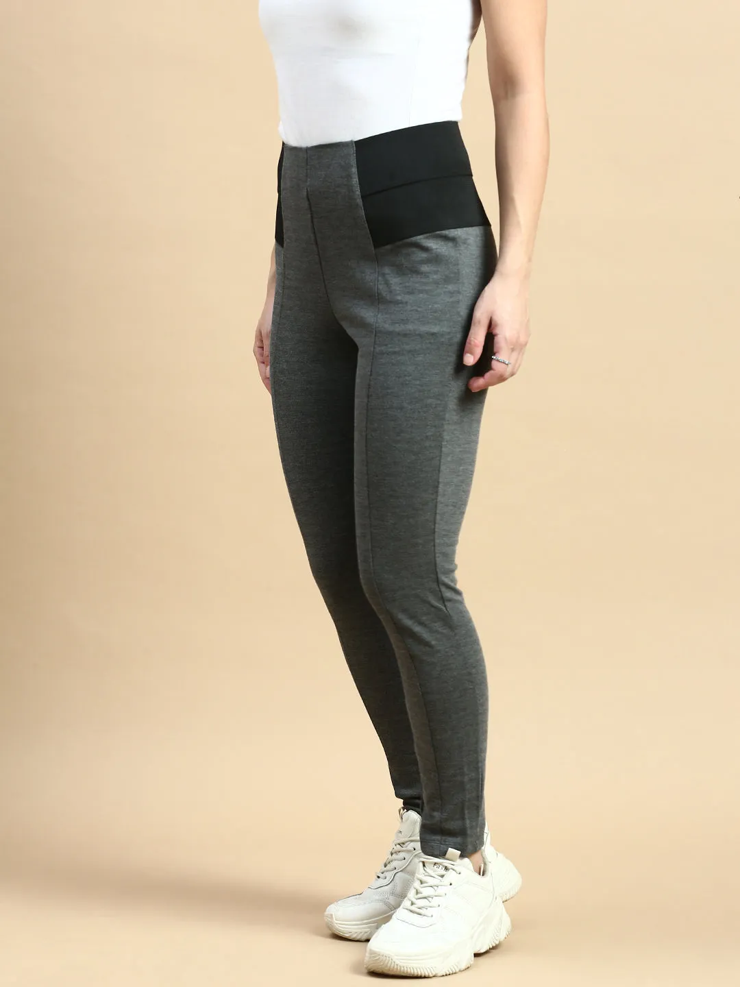 Treggings Woven Jacquard-Grey