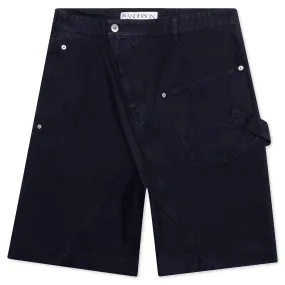 Twisted Cotton Bermuda Shorts - Navy