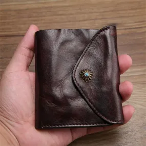 Unisex Vintage Genuine Cowhide Leather Multi-functional Mini Wallet