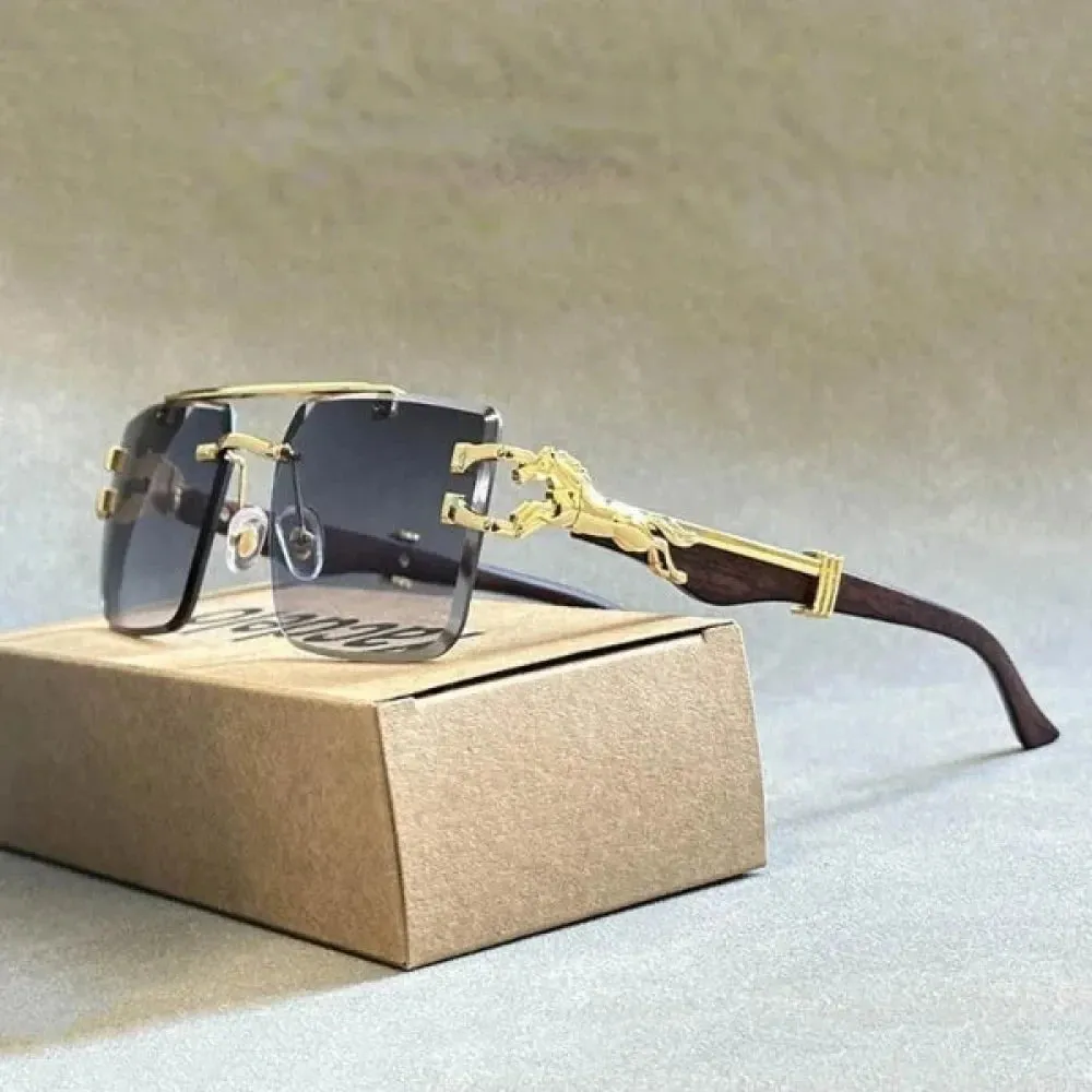 Unisex Vintage Luxury Style Rimless Square Designer Fashion Sunglasses