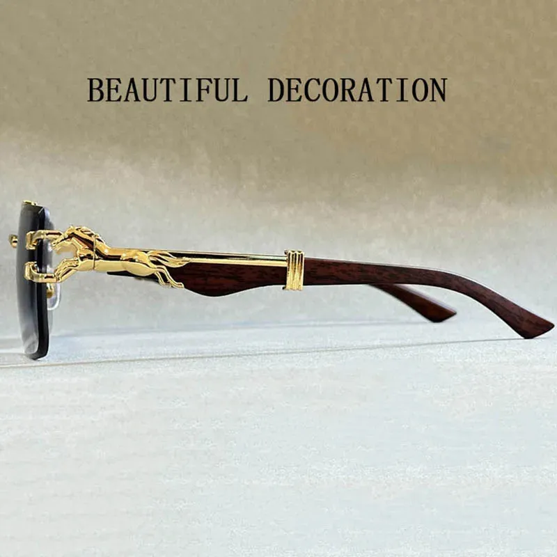 Unisex Vintage Luxury Style Rimless Square Designer Fashion Sunglasses