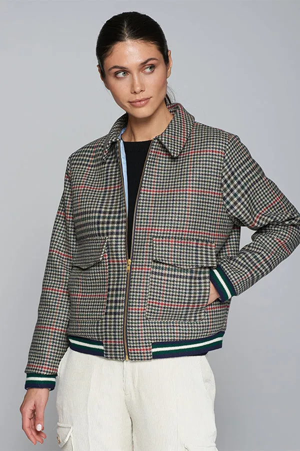 Vilagallo DOUBLE-SIDED HOUNDSTOOTH BOMBER JACKET