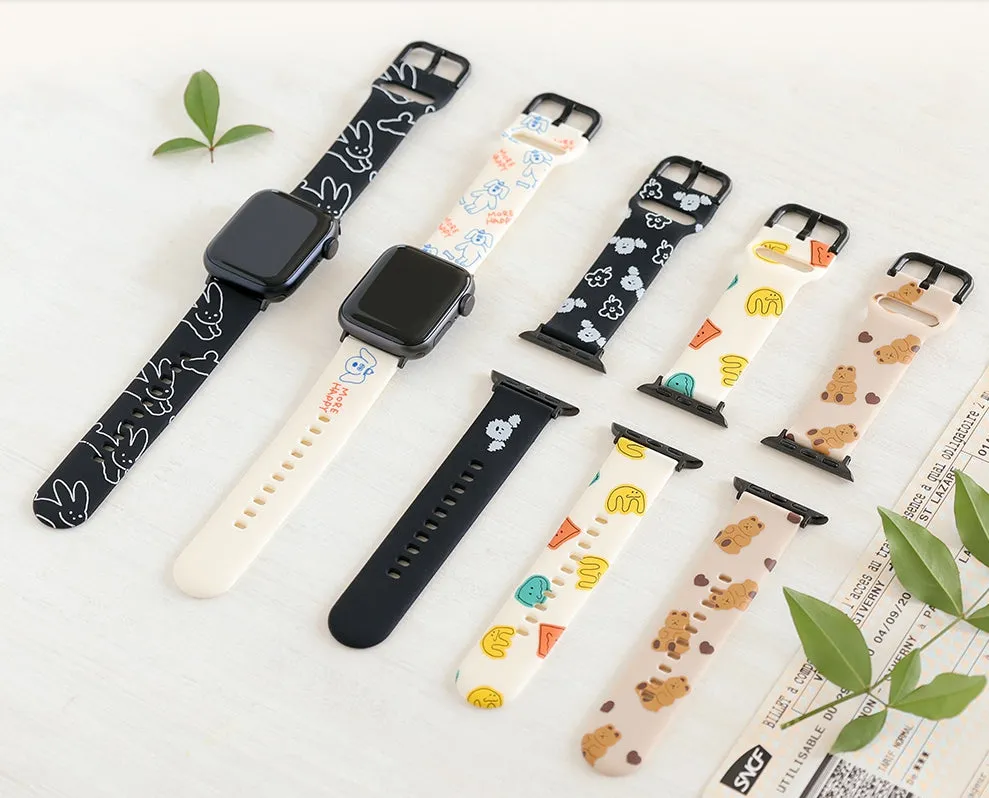 Watches Straps Bands for Apple 38-41mm Galaxy 20mm Cute Characters Prints Soft Silicone Graphic Waterproof Adjustable