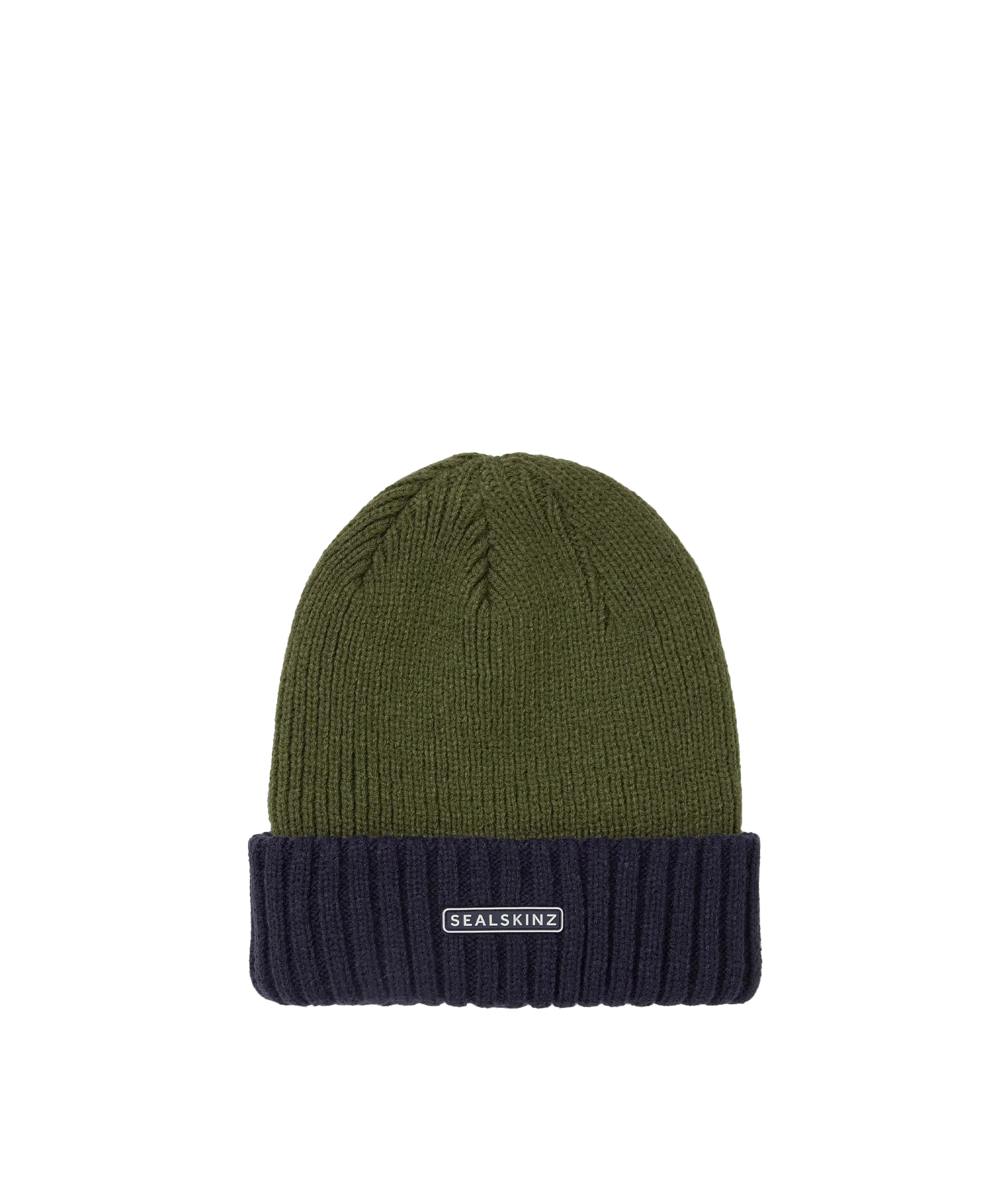 Waterproof Cold Weather Roll Cuff Beanie Hat - Green