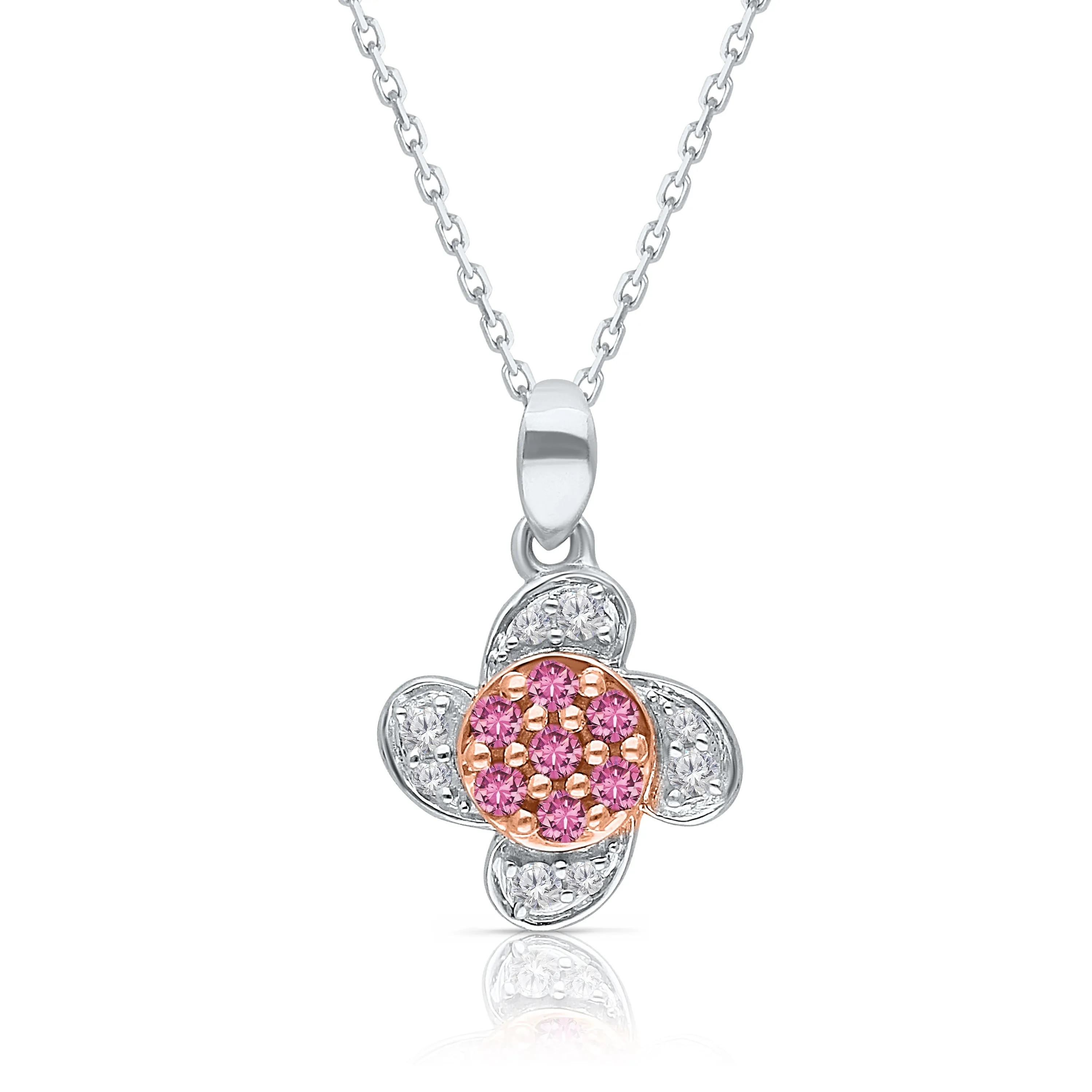 White Gold Pink Sapphire & Diamond Heirloom Pendant