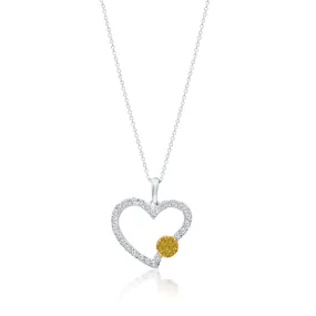 White Gold Yellow And White Diamond Eternal Heart Pendant