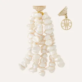 White Keshi Pearl Tassel