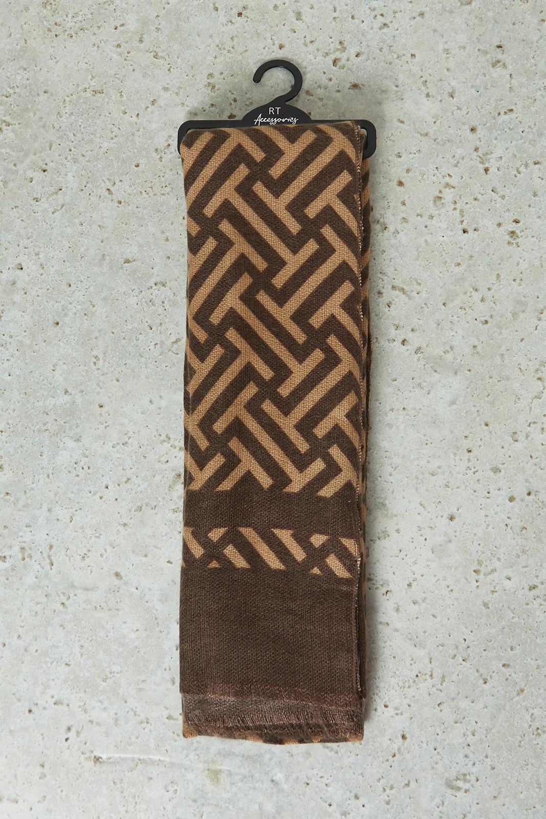 Women Brown Knitted Blanket Scarf