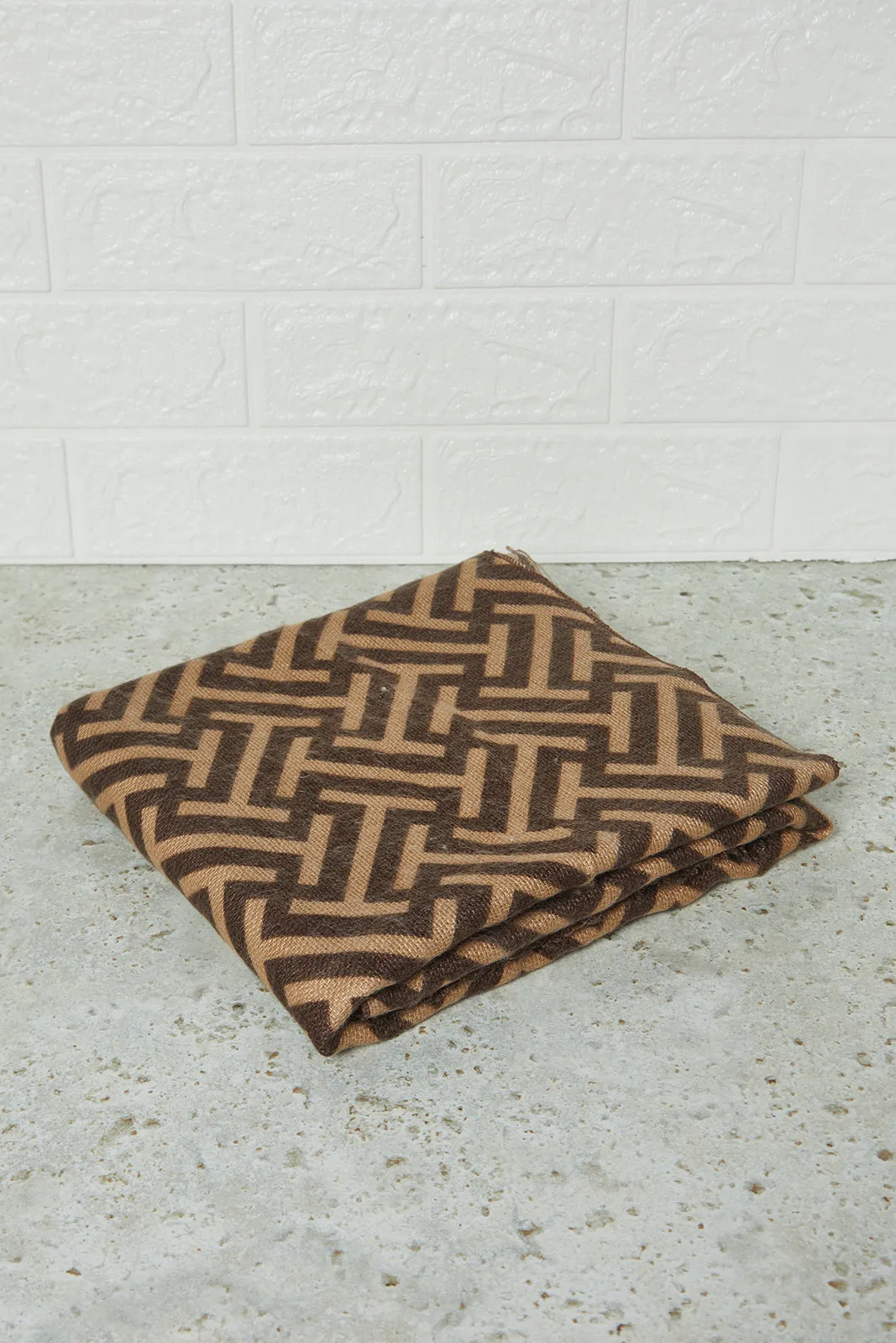 Women Brown Knitted Blanket Scarf