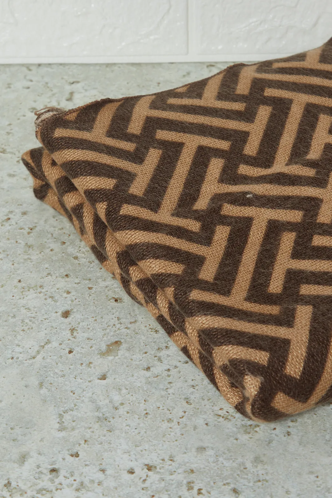 Women Brown Knitted Blanket Scarf