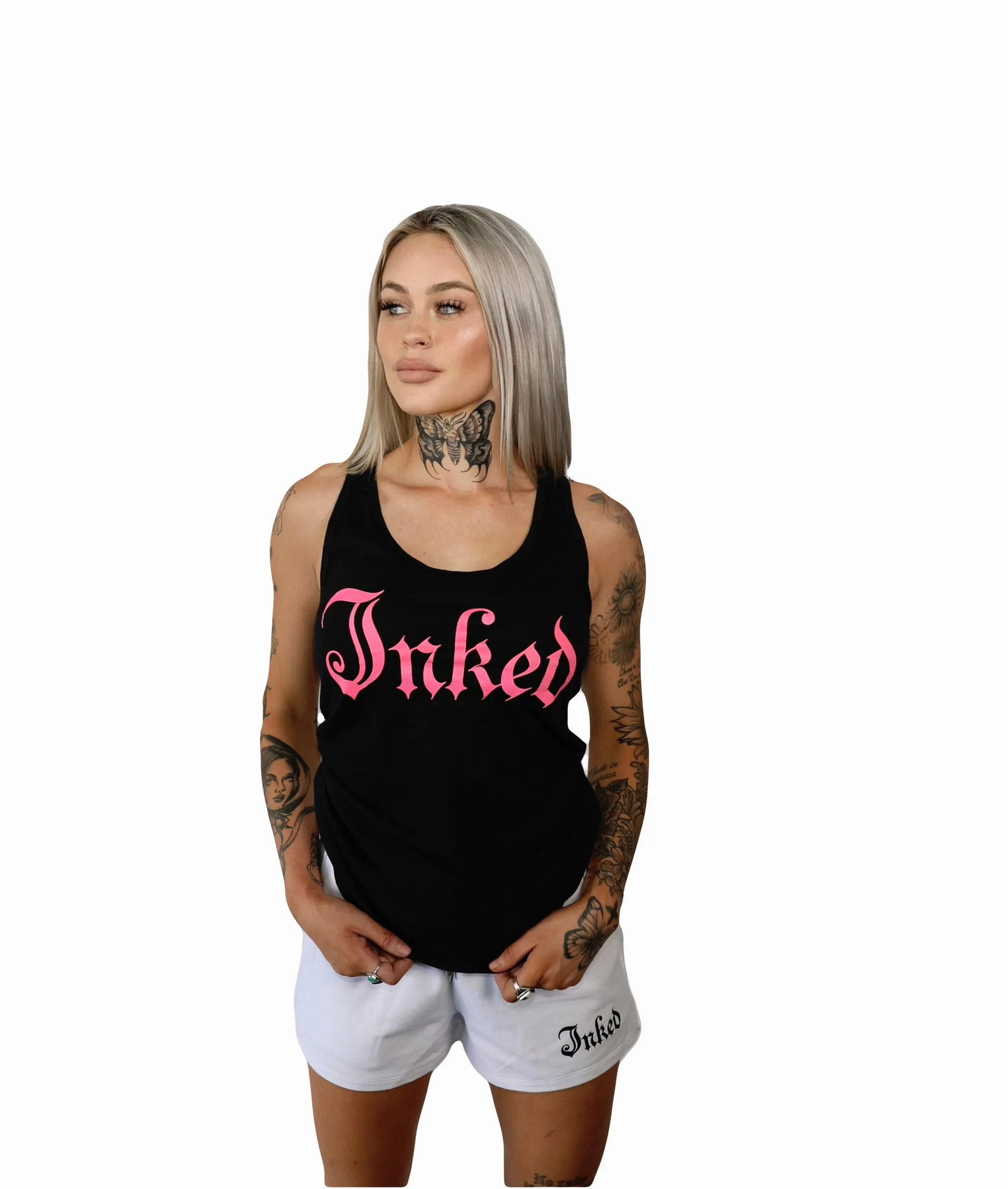 Women's Inked Logo Tank By Inked - Black/Pink